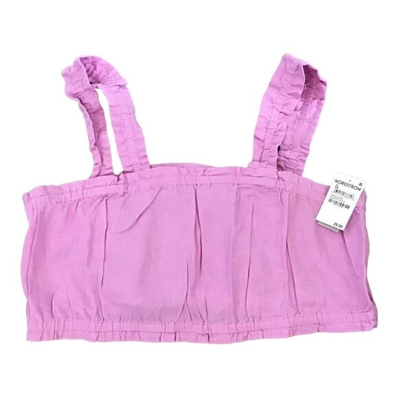 BP Purple Tulip Sleeveless Gathered Crop Tank Top Square Neck Women's NWT - Picture 4 of 6